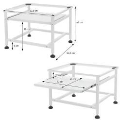 Socle de machine à laver avec étagère extensible base sèche-linge en acier blanc