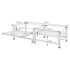 Socle machine à laver double avec étagère base sèche-linge blanc 150 kg/support