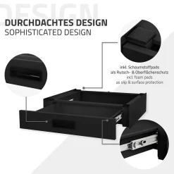 Socle pour machine à laver en acier noir accessoire avec tiroir 60,5x54x15 cm