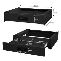 Socle pour machine à laver en acier noir accessoire avec tiroir 60,5x54x15 cm