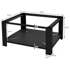Socle pour machine à laver en acier noir accessoire avec étagère 63x54x32 cm