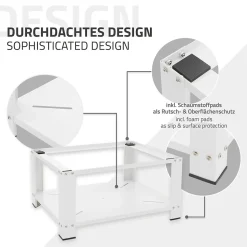 Socle pour machine à laver en acier blanc accessoire avec étagère 63x54x32 cm