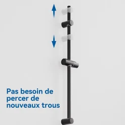 SOFETIY MAX Barre de douche en acier inoxydable - Kit complet avec coulisseau rond et fixations chromées
