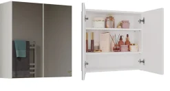 SOFYA - Armoire de toilette murale 2 portes - Meuble Salle de bain avec miroir - 60x22x60 cm - Rangement
