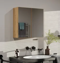 SOFYA - Armoire de toilette murale 2 portes - Meuble Salle de bain avec miroir - 60x22x60 cm - Rangement