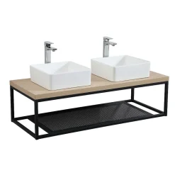Structure métallique noir mat à suspendre - pour plan de toilette - 120cm WILL