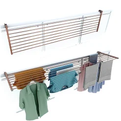 Support linge pliable 2 positions corten 202x63x8 cm Foxydry Duo