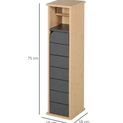 Support papier toilette - porte-papier toilette - armoire pour papier toilette - 2 niveaux + sortie papier MDF gris bambou