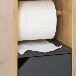 Support papier toilette - porte-papier toilette - armoire pour papier toilette - 2 niveaux + sortie papier MDF gris bambou