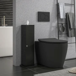 Support papier toilette - porte-papier toilette - armoire pour papier toilette - 3 niveaux + sortie papier MDF noir