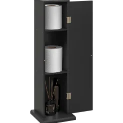 Support papier toilette - porte-papier toilette - armoire pour papier toilette - 3 niveaux + sortie papier MDF noir