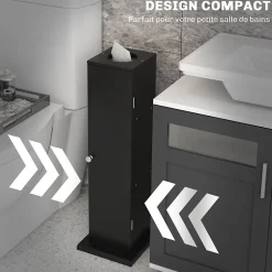 Support papier toilette - porte-papier toilette - armoire pour papier toilette - 3 niveaux + sortie papier MDF noir