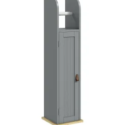 Support papier toilette - porte-papier toilette - armoire pour papier toilette - porte, 2 étagères, sortie papier gris bois clair