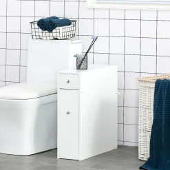 Support papier toilette - porte-papier toilette - armoire pour papier toilette - 2 tiroirs, coffre - MDF blanc