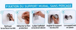 Support universel pour douchette adhésif en ABS chromé, MTK