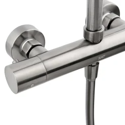 Swiss Aqua Technologies Aurum colonne de douche avec mitigeur thermostatique + douche de tête + douchette à main, métal brossé