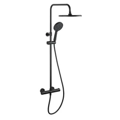Swiss Aqua Technologies Aurum colonne de douche avec mitigeur thermostatique + douchette 3 jets + douche de tête, noir mat