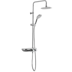 Swiss Aqua Technologies Colonne douche, Douchette 3 jets, mitigeur thermostatique, Barre réglable en hauteur, Chrome/Blanc