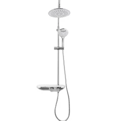 Swiss Aqua Technologies Colonne douche, Douchette 3 jets, mitigeur thermostatique, Barre réglable en hauteur, Chrome/Blanc