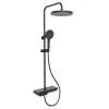 Swiss Aqua Technologies Colonne de douche + Mitigeur thermostatique + Douche de tête + Douchette 3 jets + Tablette, noir mat