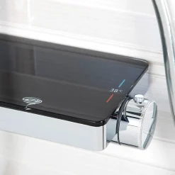 Swiss Aqua Technologies Colonne de douche avec douchette 3 jets, Mitigeur thermostatique, Barre réglable en hauteur, Noir/Chrome