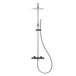 Swiss Aqua Technologies Colonne de douche, douchette stick Mitigeur thermostatique Barre réglable en hauteur, Gun métal SATDASSTK