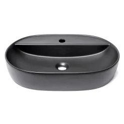 Swiss Aqua Technologies Infinitio Vasque à poser 60x40 cm, sans trop-plein, avec trou pour robinetterie, Noir mat (SATINF6040BKM)