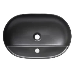 Swiss Aqua Technologies Infinitio Vasque à poser 60x40 cm, sans trop-plein, avec trou pour robinetterie, Noir mat (SATINF6040BKM)