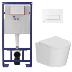 Swiss Aqua Technologies Pack WC bâti-support autoportant SAT + WC suspendu sans bride Ceramia + abattant SoftClose