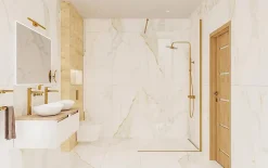 Swiss Aqua Technologies Walk-in 80x200cm Paroi en verre Crystal Glass 8 mm anticalcaire, avec bras et profilés or (SATBWI80PRZ)