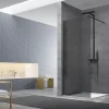 Swiss Aqua Technologies Walk-in Set Paroi de douche 77x200cm fixe en verre fumé + Bras de montage + Profilé, Noir (WI80KS-SET)