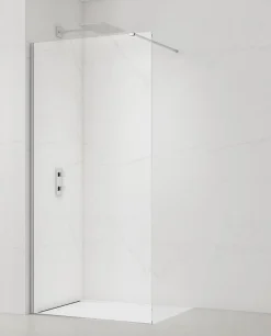 Swiss Aqua Technologies Walk-in 140x200cm Paroi en verre Crystal Glass 8 mm anticalcaire, avec bras et profilés chrome brillant