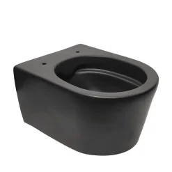 Swiss Aqua Technologies WC suspendu sans bride et fixations invisibles + abattant frein de chute, Noir mat (SATBRE010RREXPBKM)