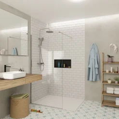 Swiss Aqua Technologies Walk-in 90x200cm Paroi Crystal Glass 8mm anticalcaire+bras&profilés chrome brillant (SATBWI90PR)