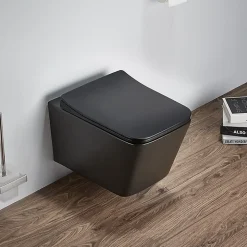Swiss Aqua Technologies WC suspendu Infinitio noir mat sans bride Design, fixations invisibles+abattant softclose
