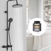 Système de Douche avec Filtre et Thermostat Noir avec Douchette à Main à 3 Types de Jets et Douche de Tête de 25 cm
