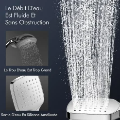 Système de Douche avec Thermostat et Tablette de Douche Chromée, Ensemble Complet de Robinetterie de Douche