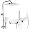 Système de douche avec thermostat et tablette en verre chromé Ensemble de douche complet avec douchette à main