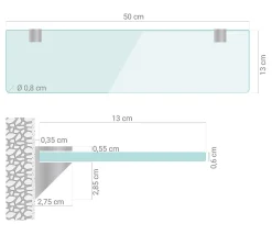 Tablette en Verre Tulup 50x13 cm Minimaliste Design Pour Miroir
