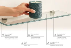 Tablette en Verre Tulup 50x13 cm Minimaliste Design Pour Miroir