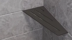 Tablette murale de douche SHELF- E- S3 - CURVE - inox brossé - 62 x 295 x 154 mm