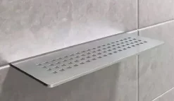 Tablette murale de douche Shelf-W-S1 - Coloris: inox brossé - En acier inoxydable - Dimensions: 300 x 115 mm - Modèle : floral