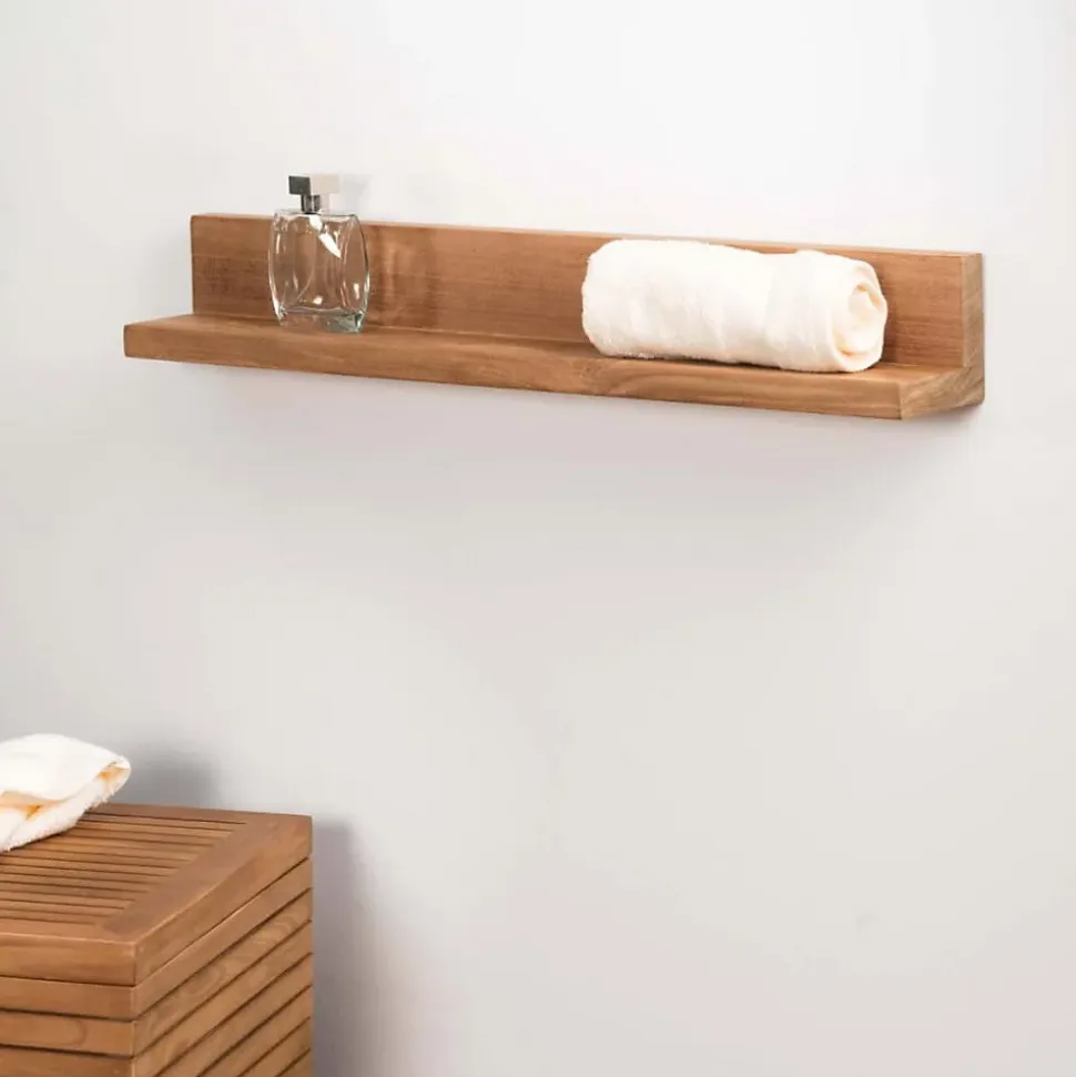 Tablette étagère Camélia salle de bain en teck massif 70cm