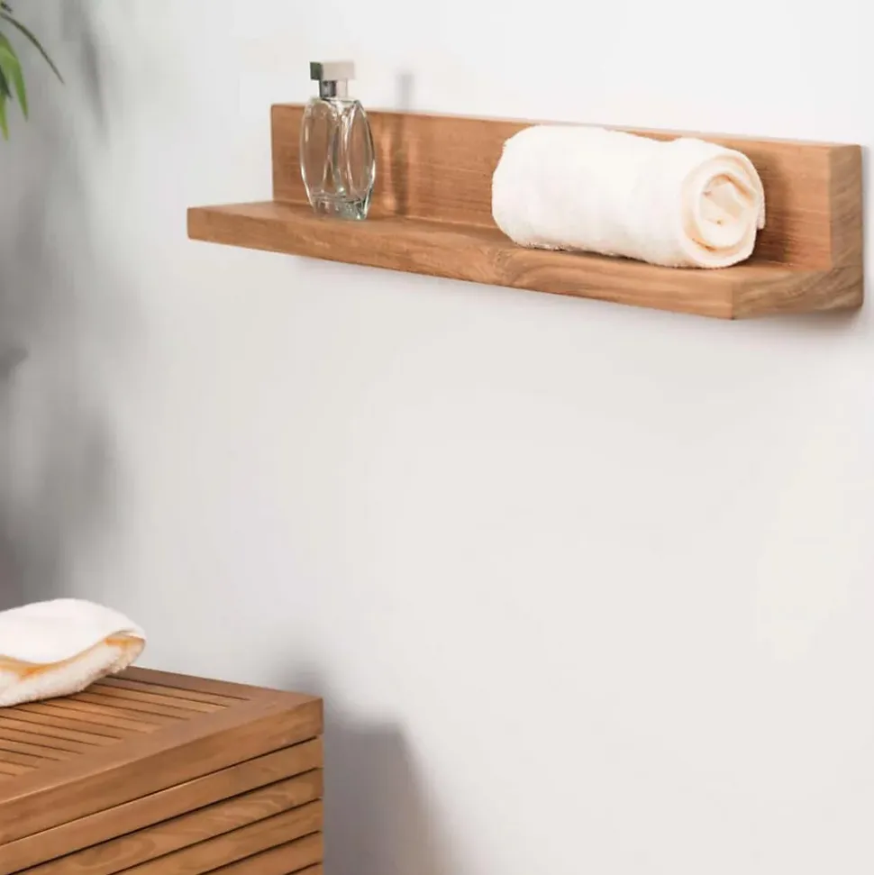 Tablette étagère Camélia salle de bain en teck massif 70cm