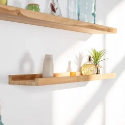 Tablette étagère Helvine salle de bain en teck massif 90cm