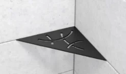 Tablettes d'angle de douche Shelf- E-S1 - FLORAL - Acier inoxydable inox brossé - 210 x 210 mm