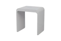 Tabouret de Douche antidérapant, Chaise Salle de Bain Fonte minérale - Blanc Mat - 43x30x43cm - Max 120kg, Waterproof - PB4006