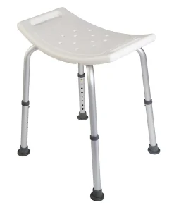 Tabouret de douche avec poignées, hauteur réglable, blanc, Godonnier