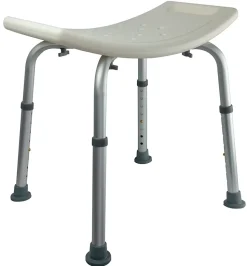 Tabouret de douche avec poignées, hauteur réglable, blanc, Godonnier