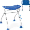 Tabouret de Douche, Banc de Douche avec Poignées, Charge 150 kg, pour Personnes Âgées, Handicapées, Enceintes, Bleu